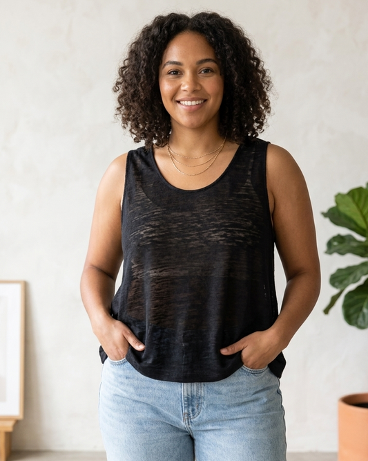 H and M black loose fit knit tank top | Size MEDIUM