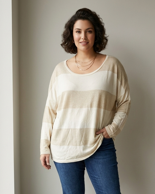 Old Navy striped knit top with rose gold sparkles | Size XXL