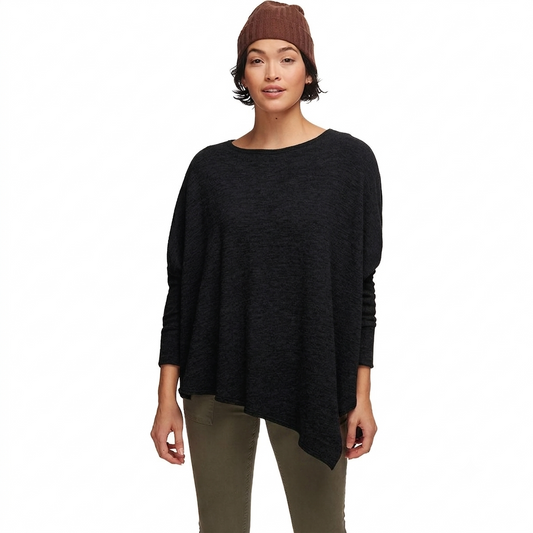 NEW - KAVU Wilhelmina black asymmetrical knit top with dolman sleeves | One Size Fits Most