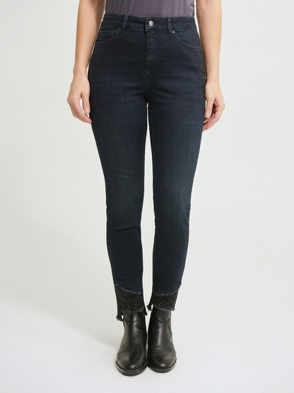 Joseph Ribkoff classic slim jeg jeans with rhinestone strips | Size 6