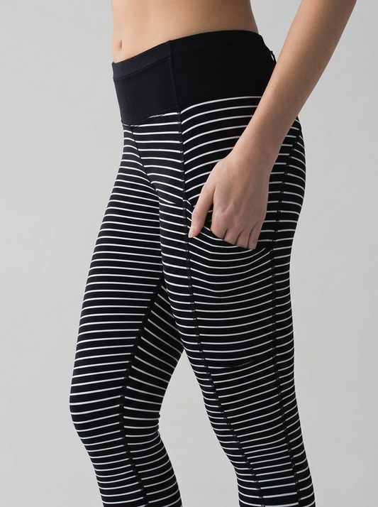 Lululemon black striped Lululemon Speed Tight II leggings | Size 8