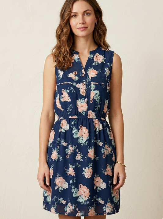 Ardene blue floral print sleeveless dress| Size LARGE