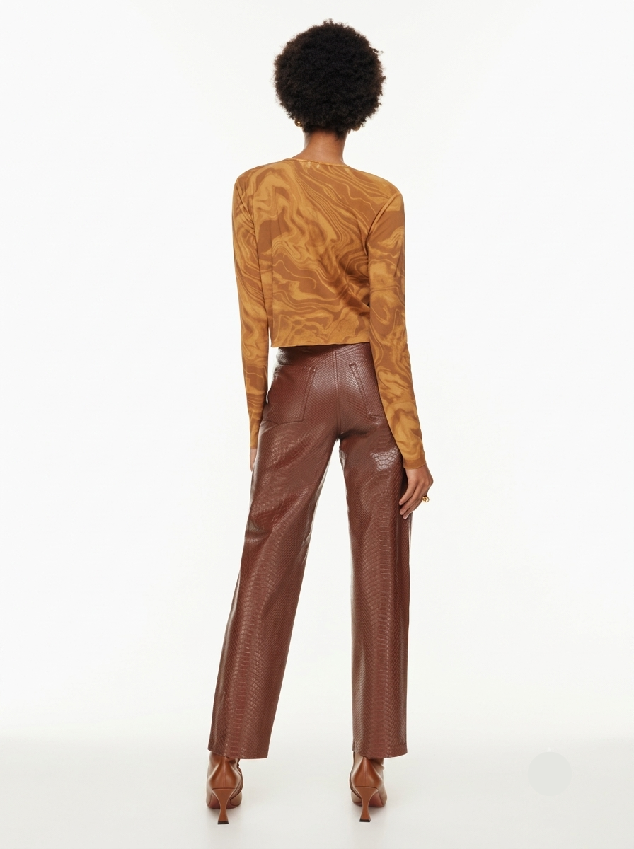 Wilfred cognac python pattern faux leather "Melina" pants | Size 8
