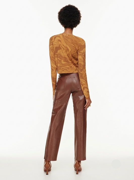 Wilfred cognac python pattern faux leather "Melina" pants | Size 8