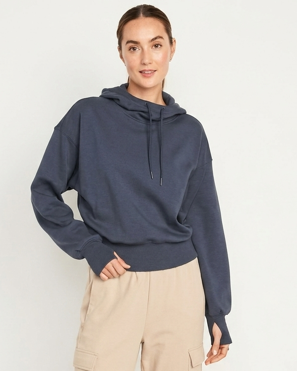 Old Navy blue cropped style dynamic fleece hoodie | Size XL