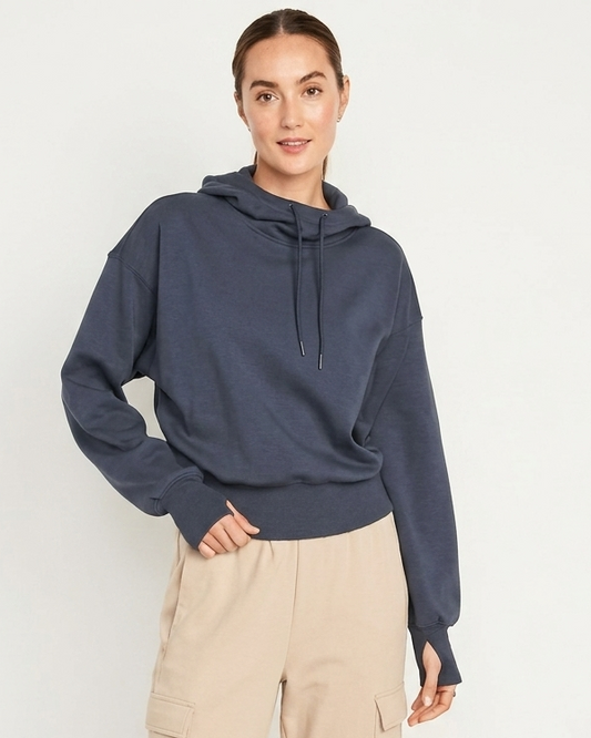 Old Navy blue cropped style dynamic fleece hoodie | Size XL