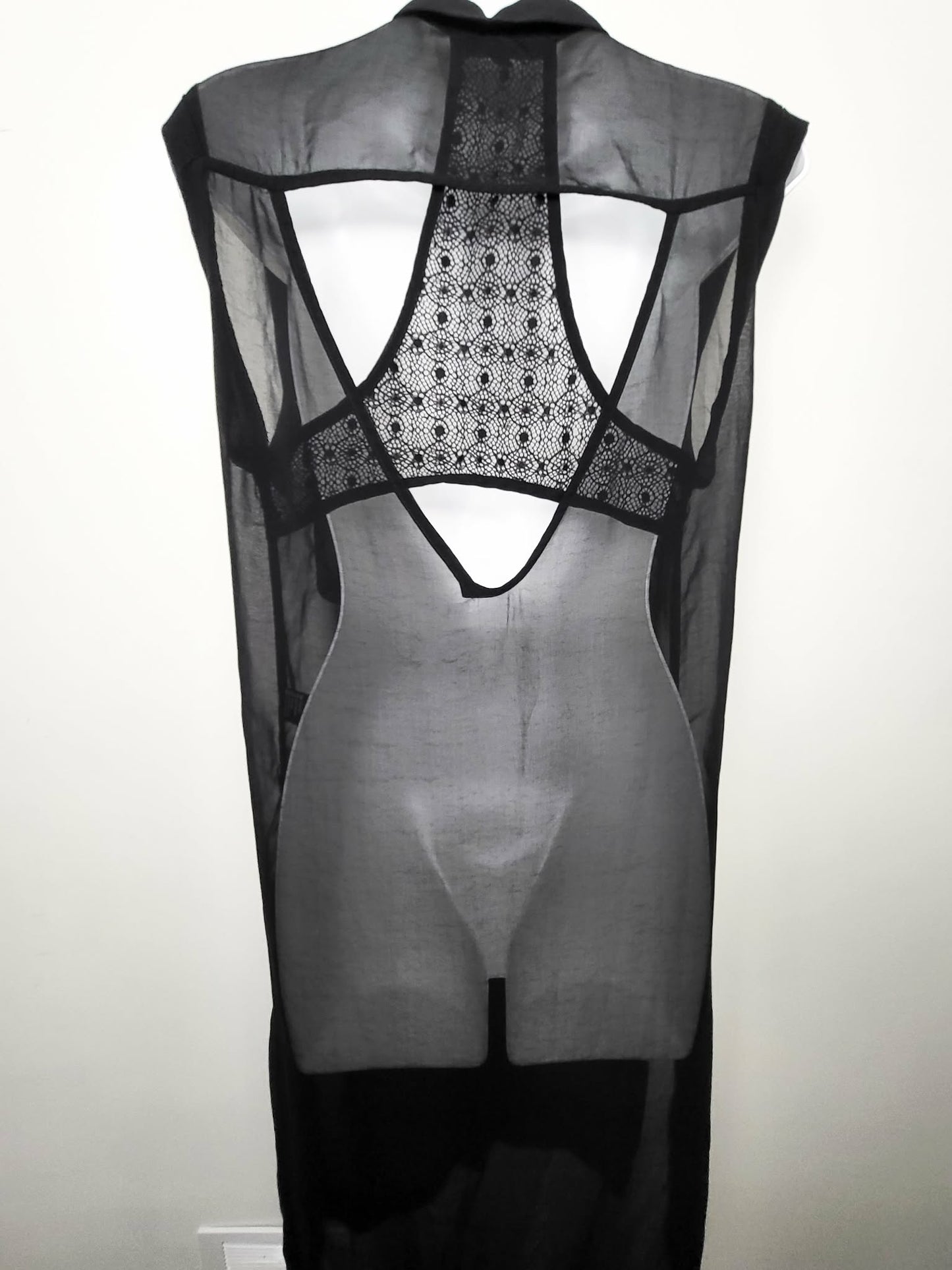Olivaceous black sheer button down shirt dress | Size MEDIUM