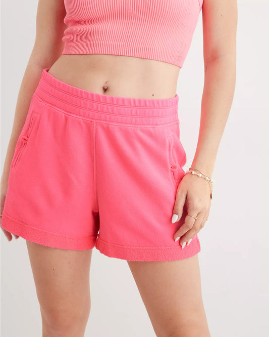 Aerie High Waisted Chillax Fleece Short |Size MEDIUM
