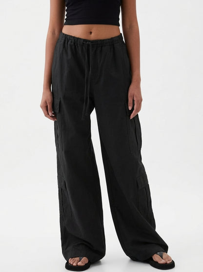 Gap Women's Black Linen-Blend Easy Cargo Pants - Size XS (fit bigger)