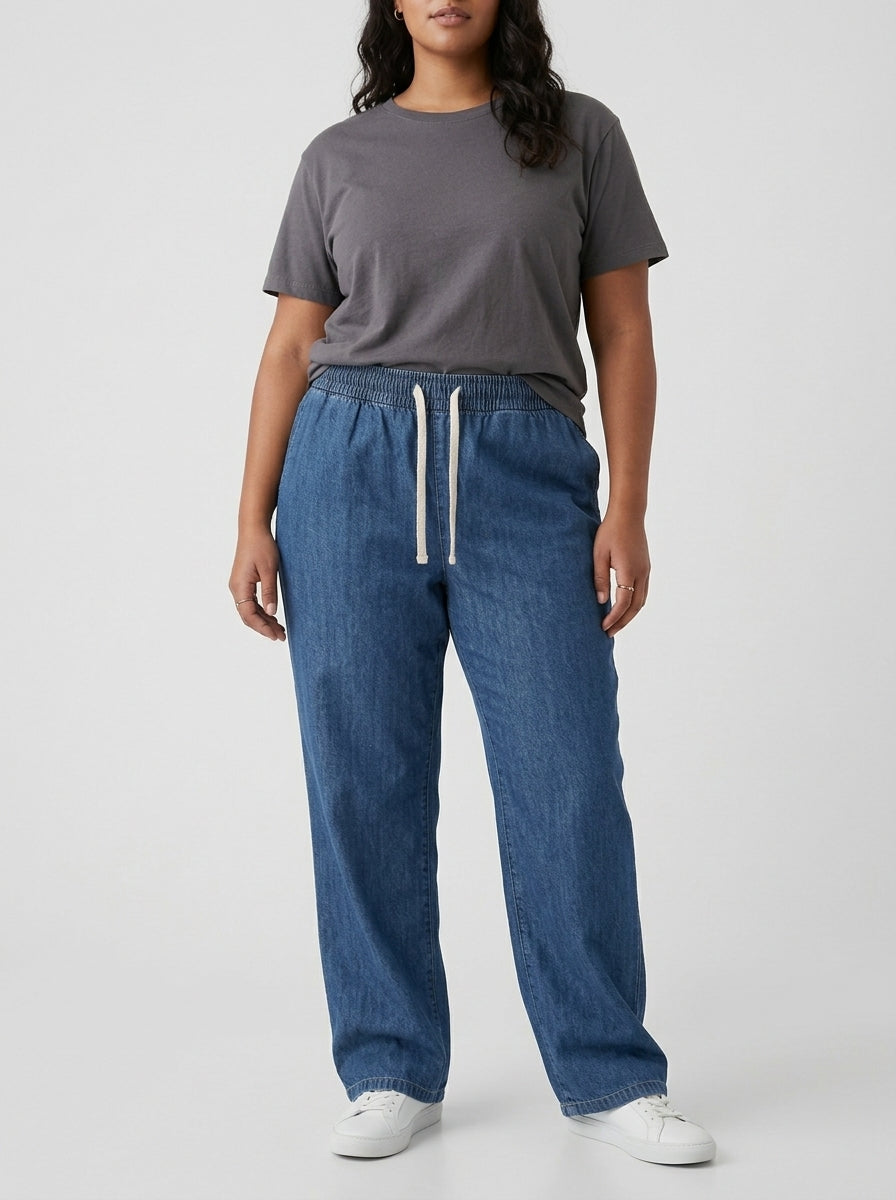 NEW - Calvin Klein Women's Drawstring Denim Jogger / Lounge Pant - Size XL