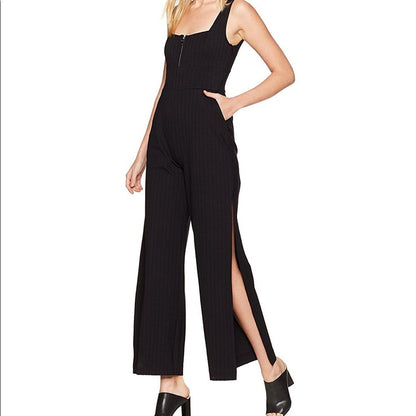 Guess Beige Pink "Kennedy" Wide-Leg Pinstripe Jumpsuit - Size XS