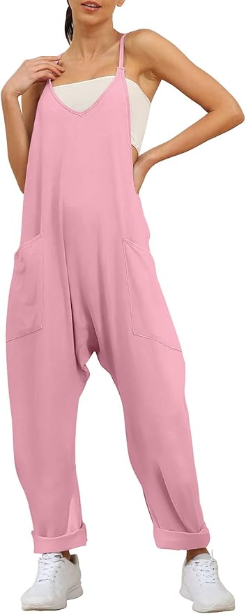 Pink oversize baggy romper / coveralls. Size large