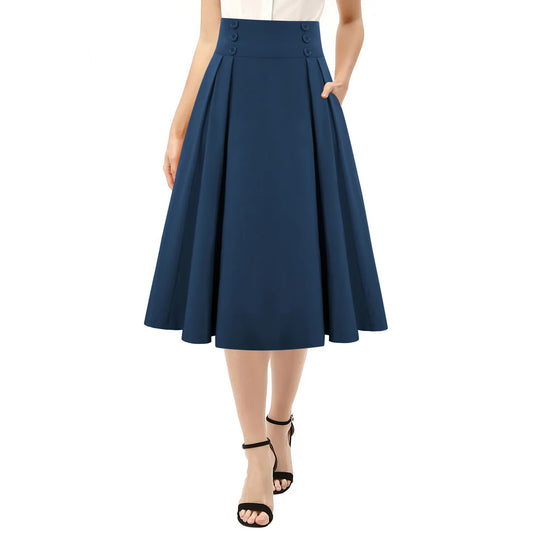 JLMB2 - Belle Poque navy high-waisted a-line skirt. Size large