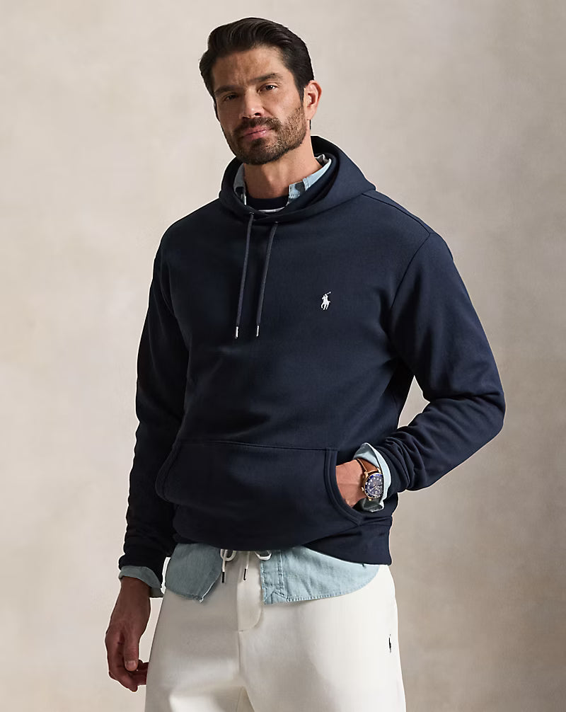 Polo Ralph Lauren navy double knit pullover hoodie | Men's size medium