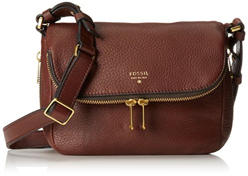 CFTZ2 - Fossil brown leather Preston small flap crossbody bag