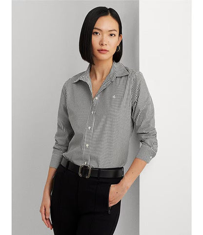 Lauren Ralph Lauren Striped Easy Care Cotton Button Down Shirt | Size XL