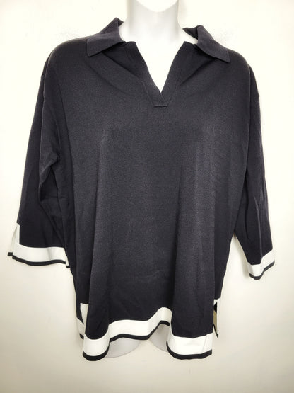 NEW - Joseph Ribkoff black and white colour block top. Size medium