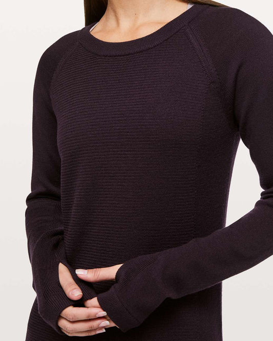 Lululemon Sit in Lotus cashmere sweater in black Cherry colour | Sizes like a SMALL