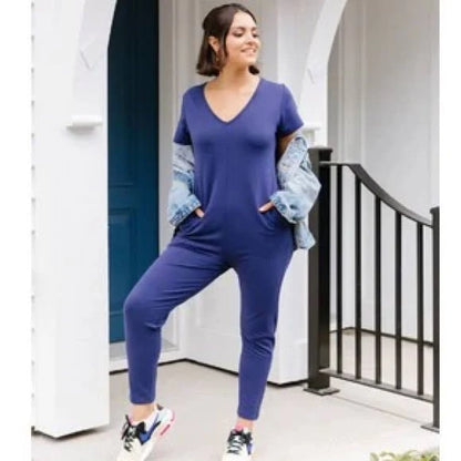 Smash + Tess Navy "The Sunday Romper" Short-Sleeve Jumpsuit - Size small