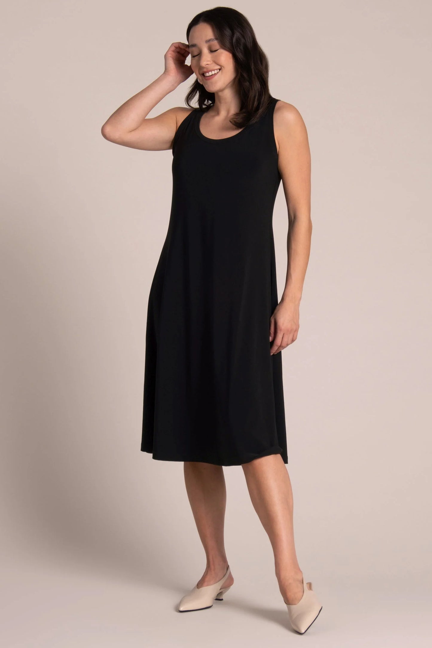 Sympli black "Nu" mid length tank dress | Size 14 - Made in Canada