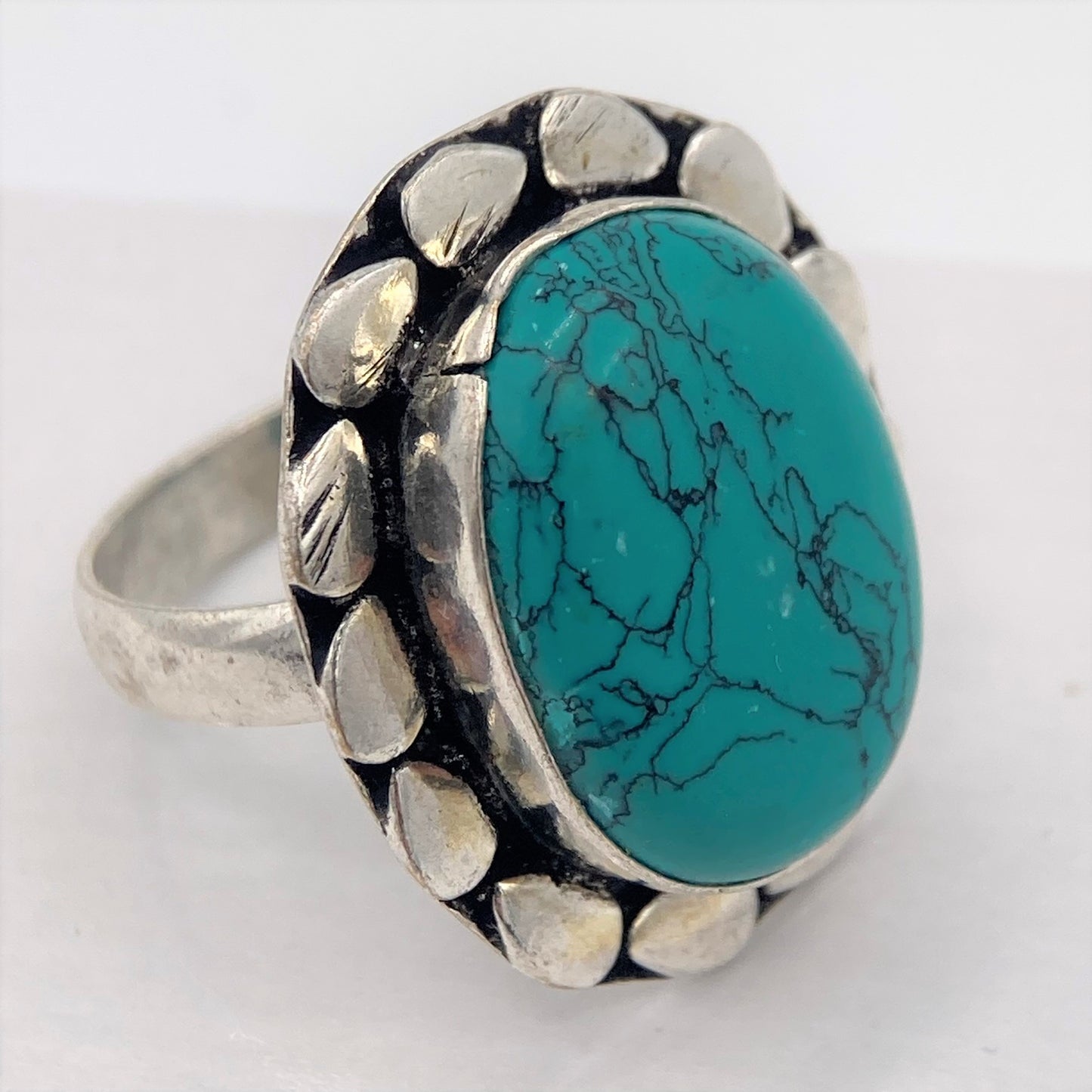 Silver plated with turquoise looking stone (not real) - costume jewelry